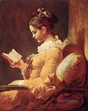 ジャン・オノレ・フラゴナール Painting - ジャン・オノレ・フラゴナールを読む少女